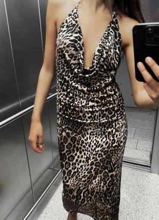 Платье миди леопардовое zara