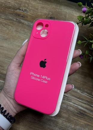 Чохол на iphone 14 плюс plus квадратні борти на айфон silicone case full camera на apple