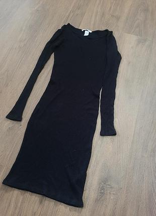 Чорна сукня у рубчик по фігурі h&m