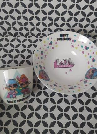 Набор детской посуды, чашка, тарелка лол lol