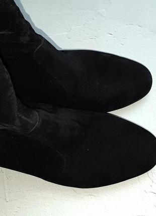 🎁1+1=3 шикарные черные высокие замшевые сапоги на удобных каблуках eco, размер 379 фото