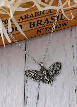 Кулон ожерелье подвеска ночная  бабочка мертвая голова2 фото