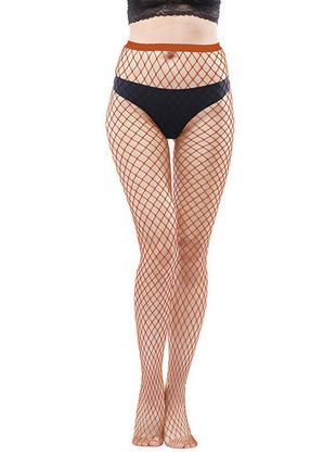 Колготки в среднюю сеточку карамельные one size
