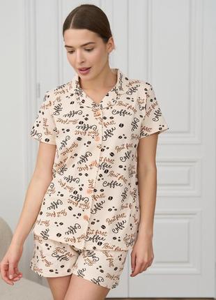 Пижама женская комплект рубашка и шортики