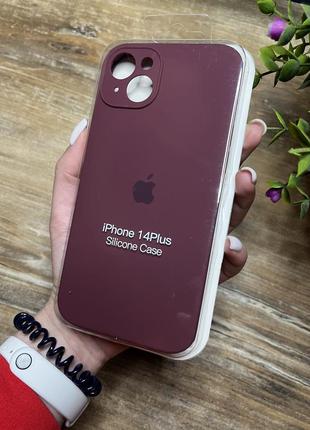 Чохол на iphone 14 плюс plus квадратні борти на айфон silicone case full camera на apple1 фото