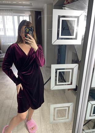 Нарядна сукня велюр оксамит марсала