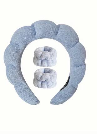 Набор для умывания комплект мягкий обруч и напульсники для умывания, спа