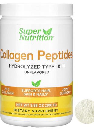 Super nutrition пептиды коллагена без вкусовых добавок 280 г 9,88 унции пептиды быального spn-02376