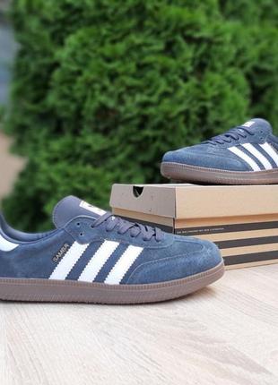 Кроссовки adidas samba серо зеленые