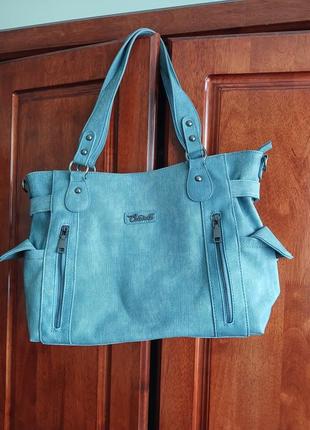Сумка серо-голубая