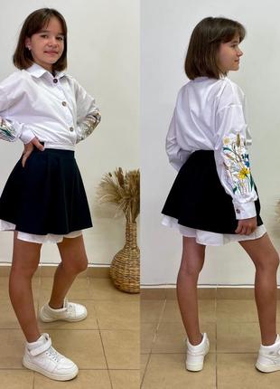 Костюм для девочки: рубашка и юбка-шорты