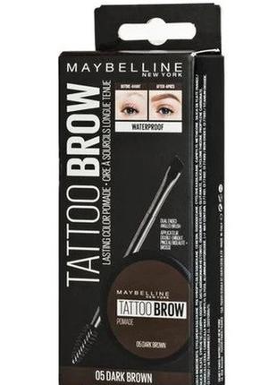 Помада для бровей maybelline new york tatto brow 005 dark brown, 3.5 мл