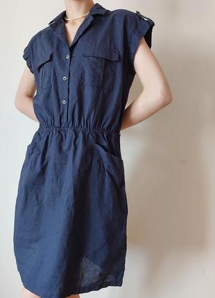 Льняной сарафан в стиле сафари