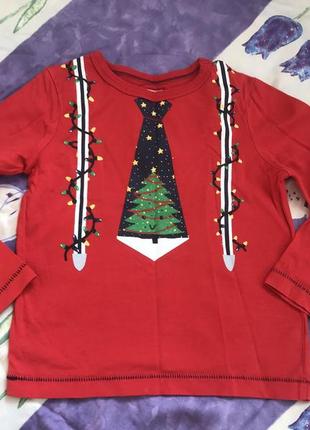 Футболка новогодний принт 2-3 года замеры на фото