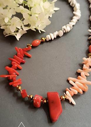 Украшения- чокер коралловый, аметист, шунгит, лава,
