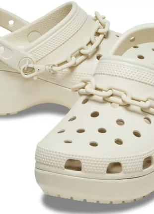 Crocs крокси клоги сабо шльопанці сандалії на платформі classic platform chain clog bone