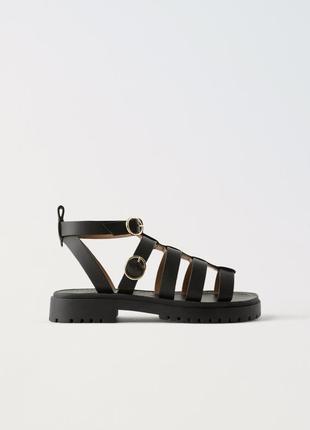 Zara черные кожаные босоножки зара