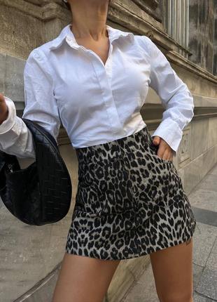 Трендовые шорты-юбка в леопардовый принт