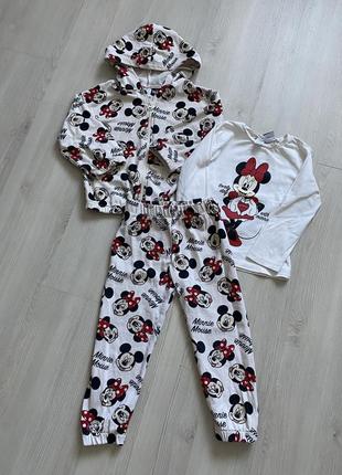 Костюм 3 в 1 на 3 роки дісней мікі мінні штани кофта на замочку