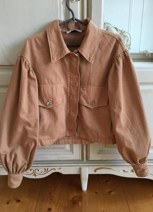 Кцртка джинсова джинсовка бежева zara h&m bershka