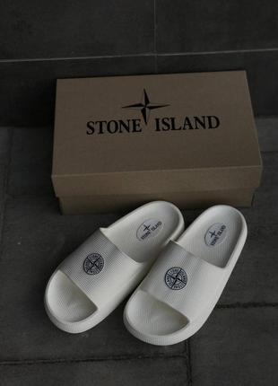 Женские шлепанцы stone island белые шлепанцы stone island