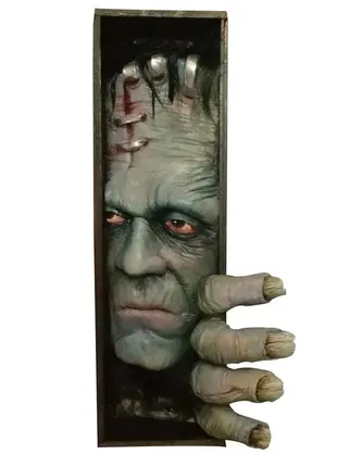 (347) ужаса, подглядывая на книжную полку, монстр, человеческого лица, смоляные...