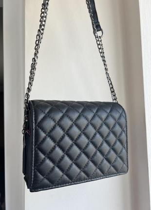 Стильна стьобана сумочка клатч на ланцюжку кросбоді  сумка еко шкіра