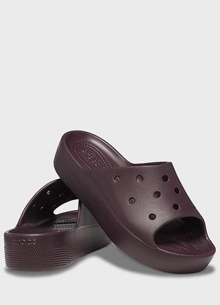 Crocs кроксы шлепки шлепанцы тапочки на платформе classic platform slide dark cherry 208180