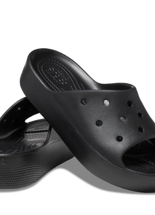 Crocs кроксы шлепки шлепанцы тапочки на платформе classic platform slide black 208180