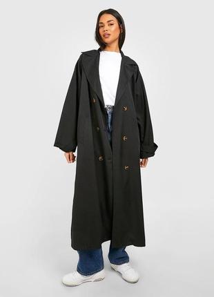 Черный демисезонный тренч  boohoo