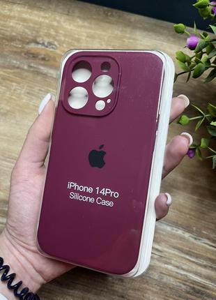 Чохол на iphone 14 pro про квадратні борти на айфон silicone case full camera на apple