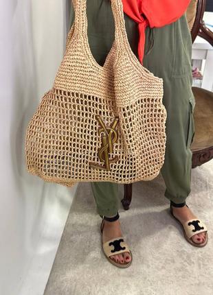 Сумка шоппер плетёная рафия летняя брендовая в стиле ysl соломенная tote