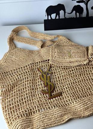 Сумка шоппер плетёная рафия летняя брендовая в стиле ysl соломенная tote