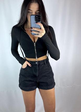 Шорти джинсові з високою посадкою asos