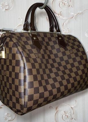 Кожаная сумка louis vuitton speedy red interior shoulder bag 30 brown vintage