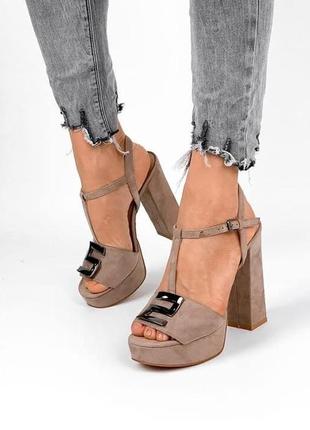 Жіночі замшеві босоніжки на високих підборах lino marano 0923