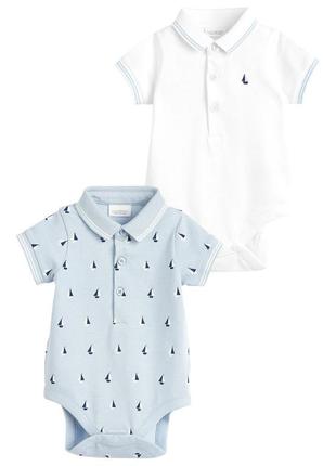 Боді дитячий з комірцем на ґудзиках та коротким рукавом 6-9 міс 74 см