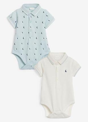 Боді дитячий з комірцем на ґудзиках та коротким рукавом 6-9 міс 74 см