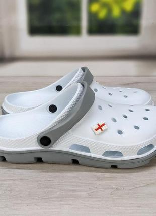 Чоловічі сабо, крокси білі із сірими вставками jose amorales 3274