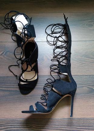 Босоніжки на зав'язках шнурівці heels хілз хілс1 фото