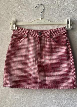 Красная юбка в клетку topshop