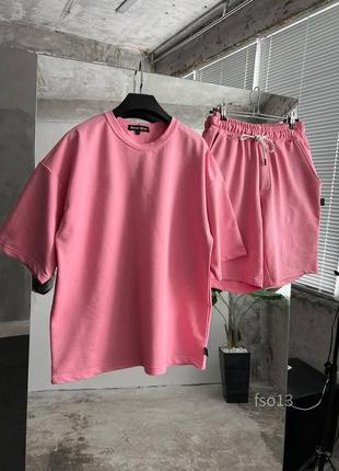 Базовий літній комплект чоловічий оверсайз футболка шорти бежевий3 фото