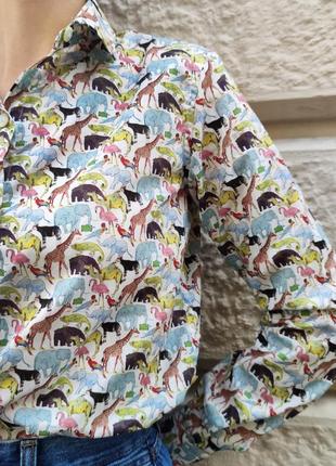 Оригінальна бавовняна сорочка з тваринним принтом від linen lawn