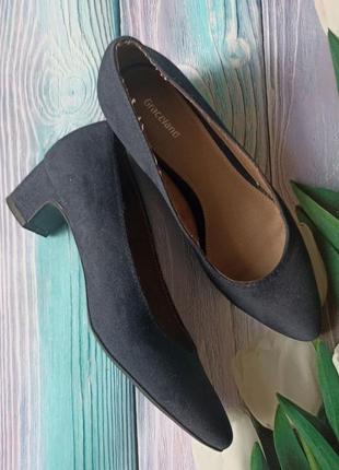 Туфли темно синие замшевые женские