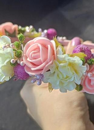 Обруч венчик с цветами