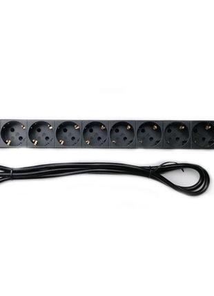 Блок розеток 19" 1u на 9 розеток без вимикача, 220в, німецький тип, алюмінієвий (wt-2261a-ger-9way)