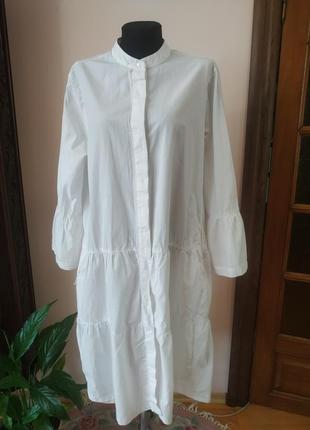 Біла  ярусна сукня -сорочка міді primark