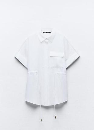 Сорочка з льону біла zara 5