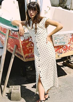 Платье в горошок из льна zara