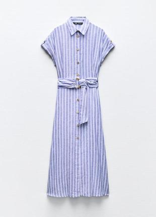 Смугаста сукня з льону zara4 фото
